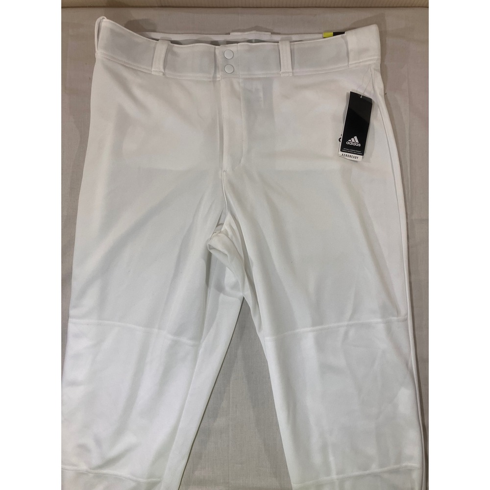 Adidas Mens XL White Training‎ Baseball Pants Aeroready Open Bottom New